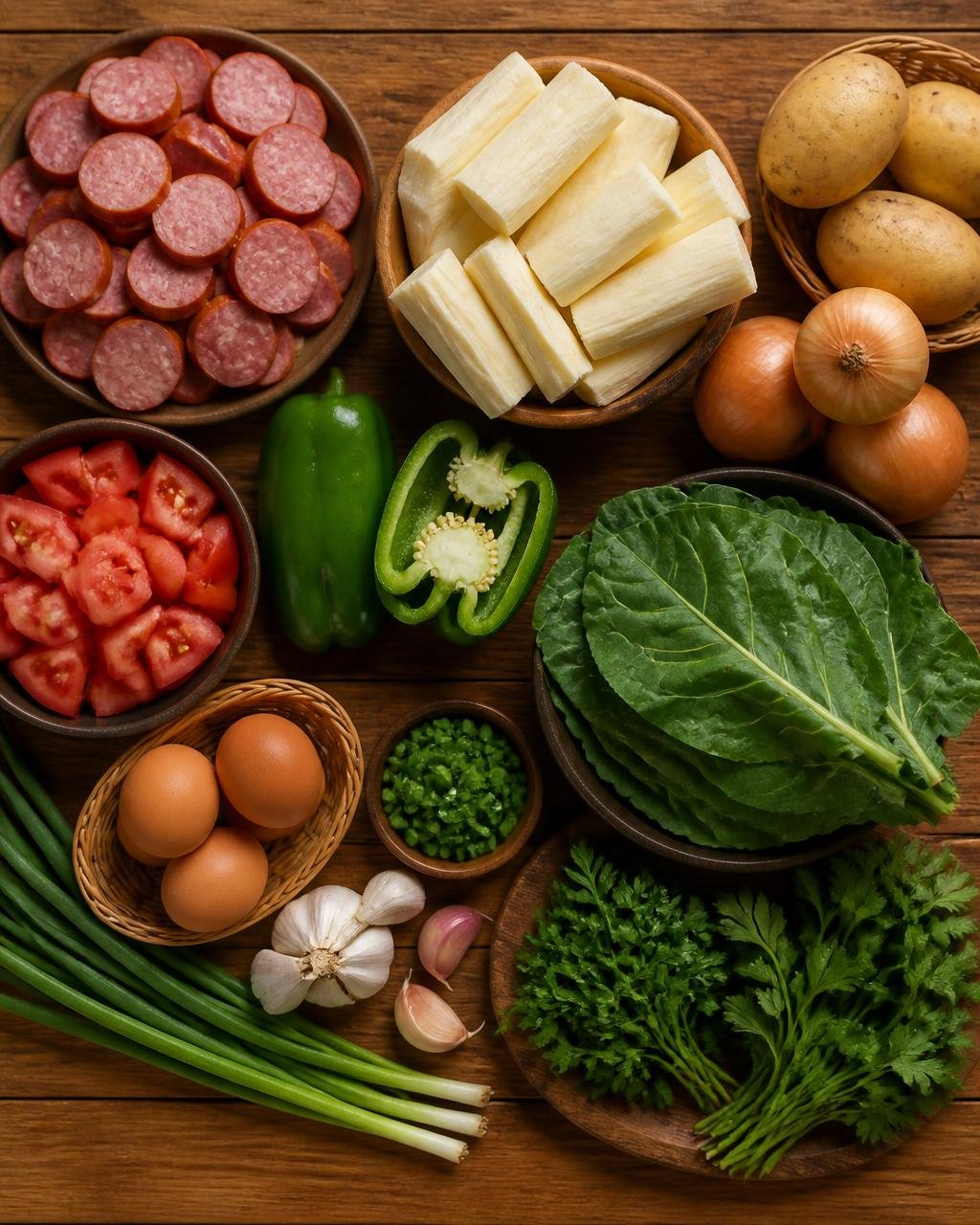 Ingredientes utilizados em uma receita de caldo